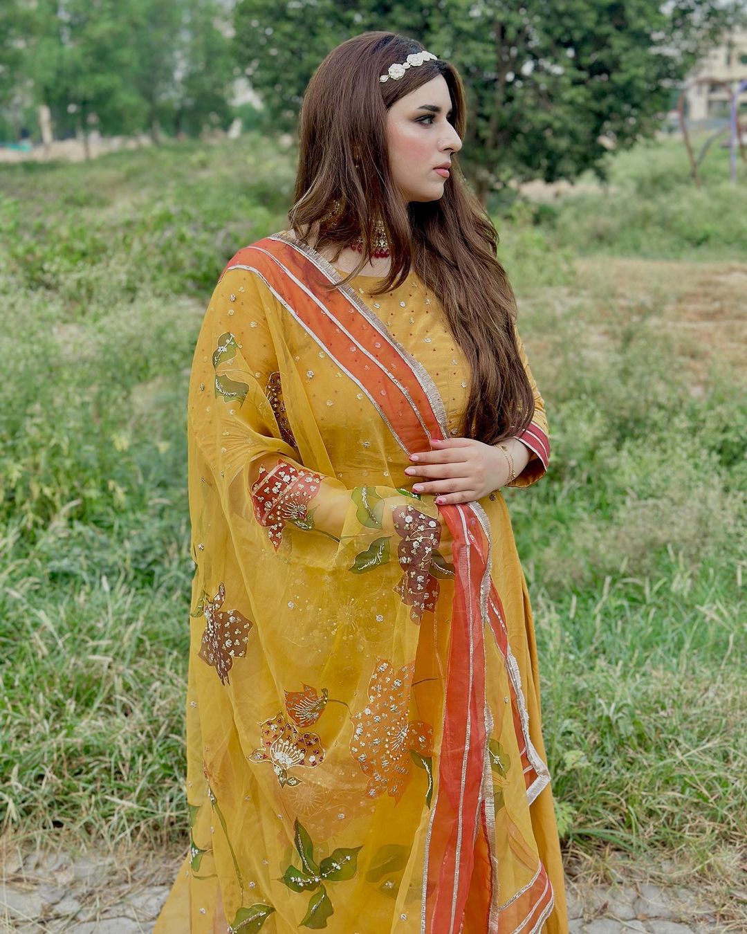 Mustard gleam mehndi outfit