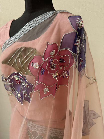 Pink Peony Saree